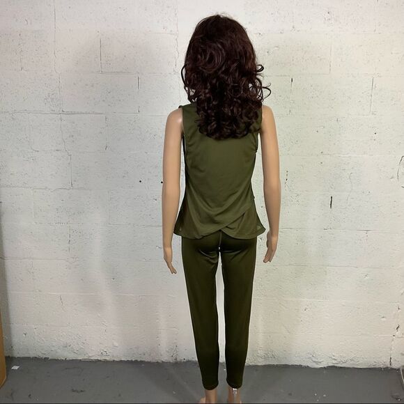 Nike Just Do It Army Green Black Muscle Tank Leggings Matching Set M - Picture 7 of 17